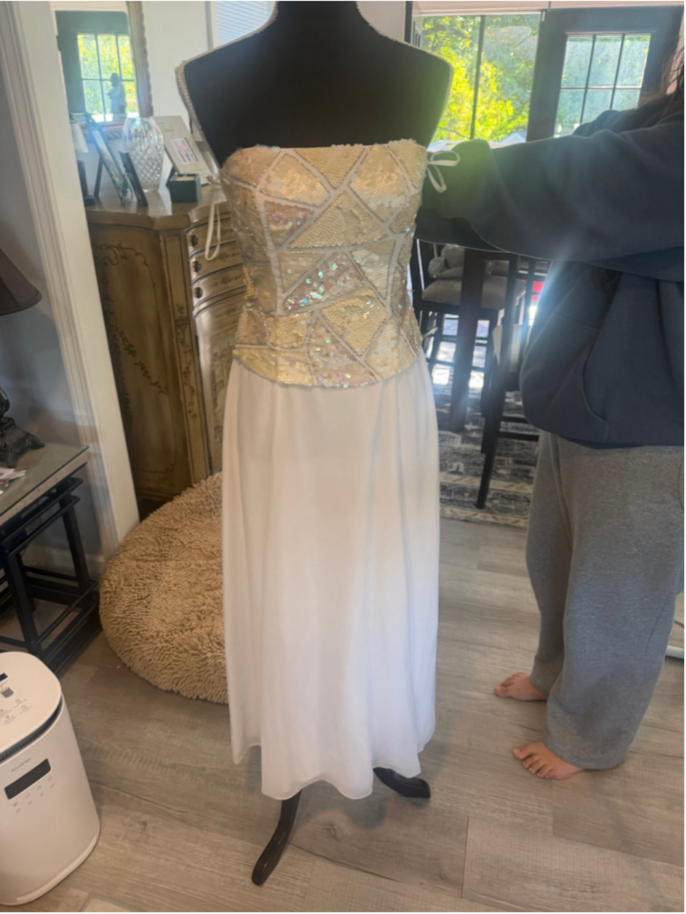 Women's Nadine Strapless Beaded Dress White Beige Size 3